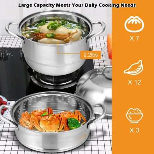 3 Tier Stainless Steel Cookware Pot Saucepot Steamer