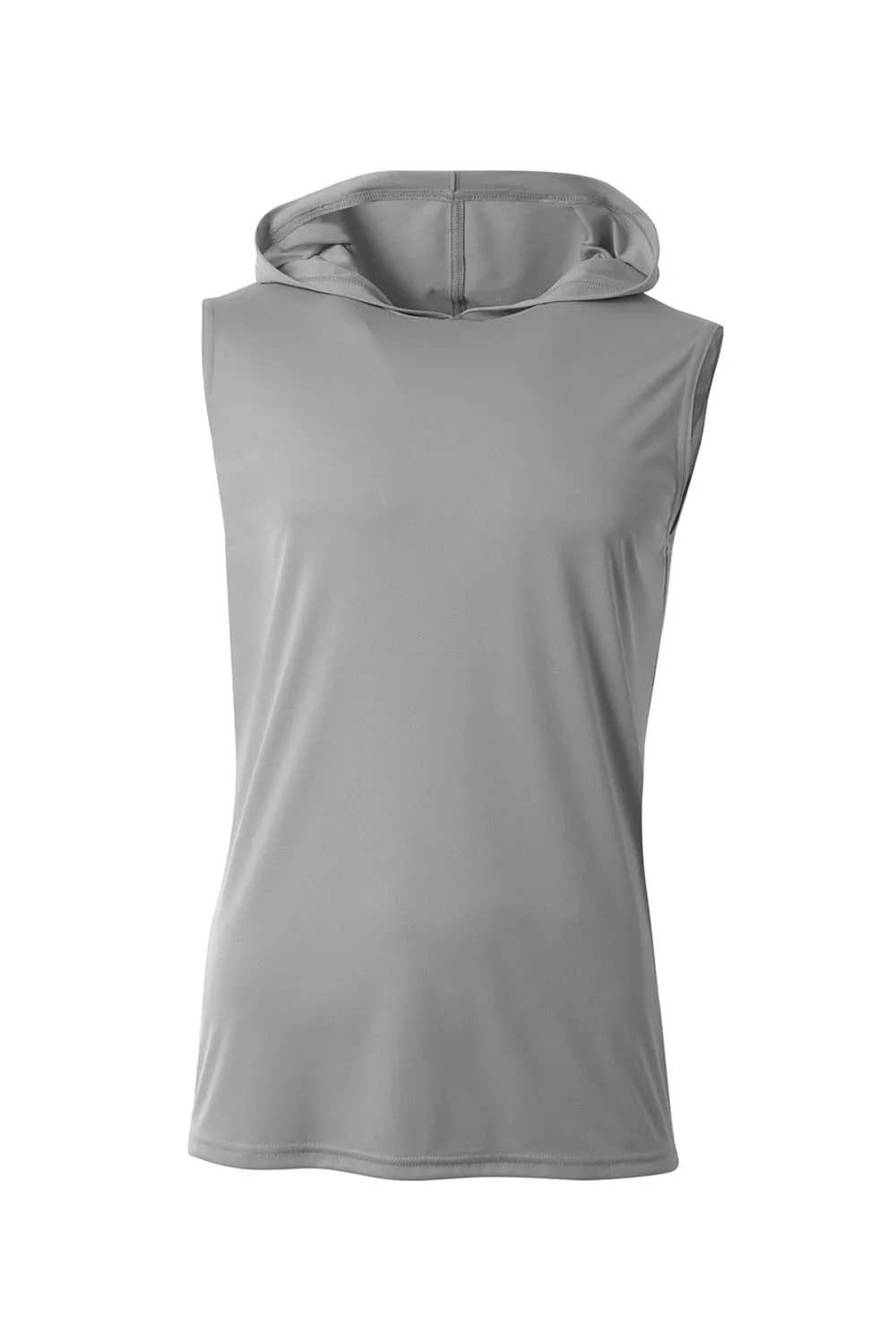 A4 Mens Performance Moisture Wicking Hooded Tank Top Hoodie - Silver Grey