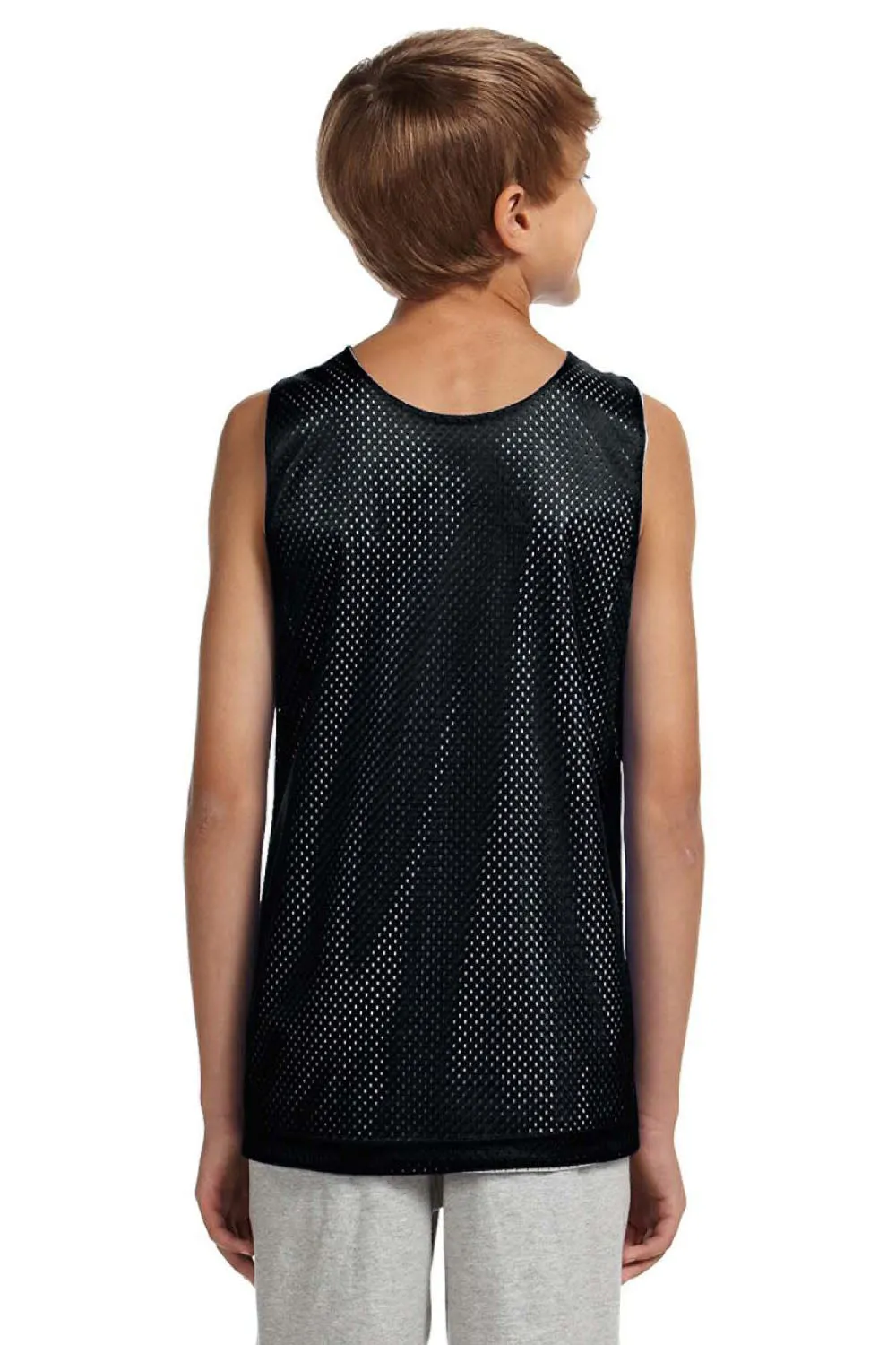 A4 Youth Reversible Moisture Wicking Mesh Tank Top - Black/White