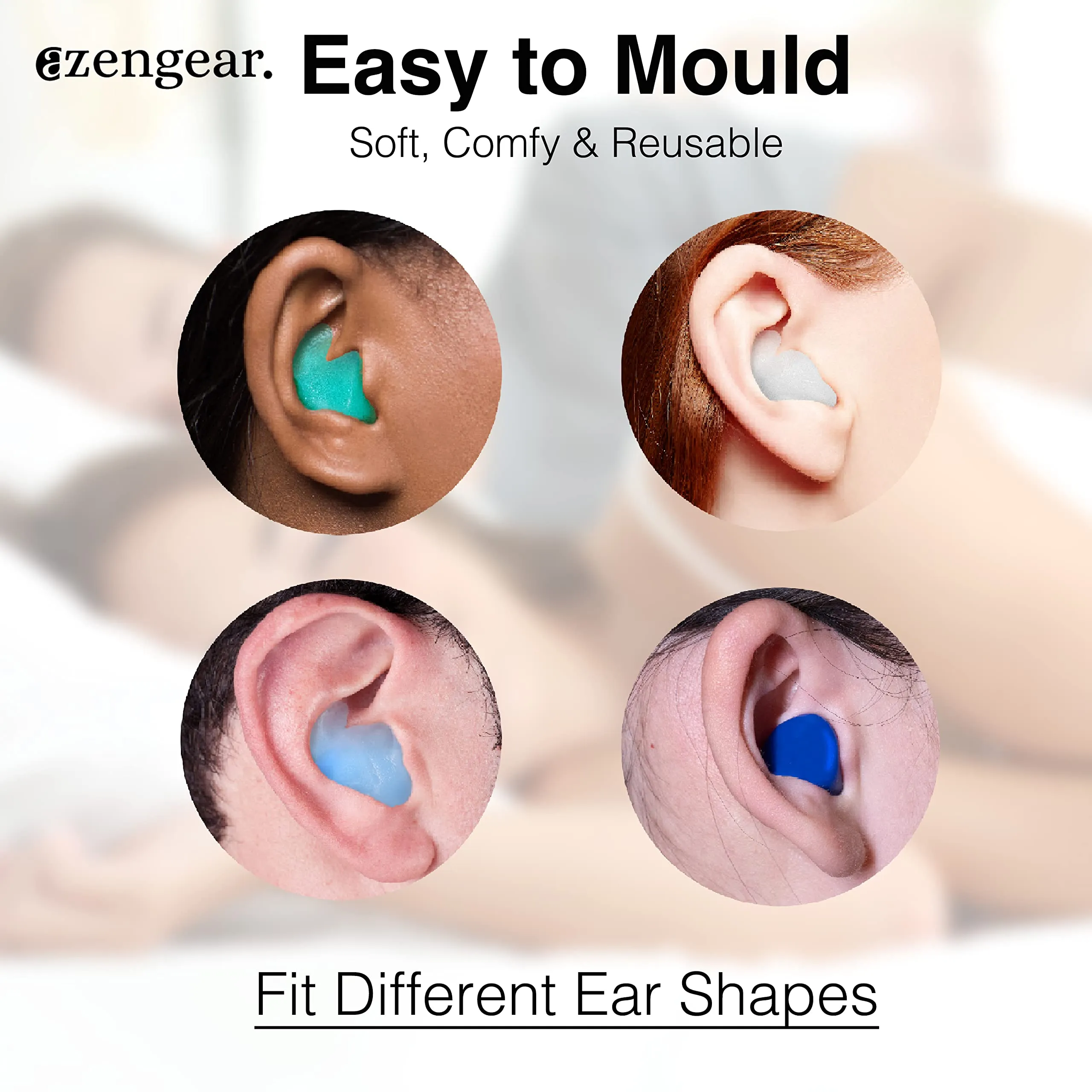 aZengear Silicone Ear Plugs for Sleep, Swimming (14 Pairs) Soft, Mouldable Wax Earplugs, Reusable, Sleeping, Snore Noise Cancelling, Swim, Work