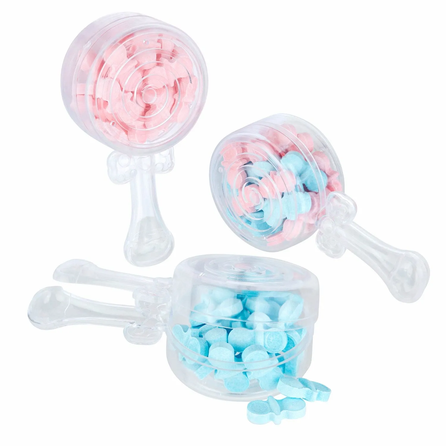 Baby Rattle Shaped Acrylic Candy Boxes 24 Pack 4.01"x1.88"x1.07"