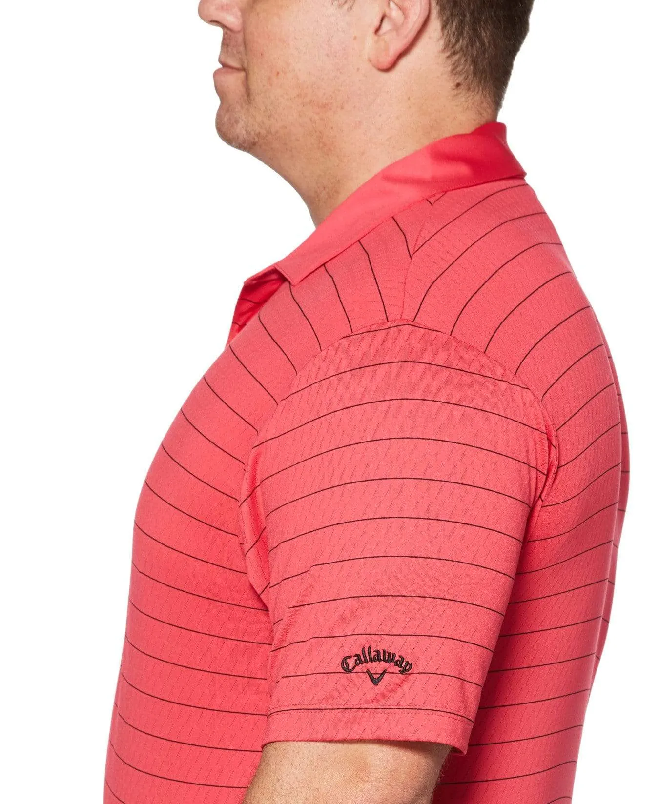 Big& Tall Core Ventilated Stripe Polo with Chevron