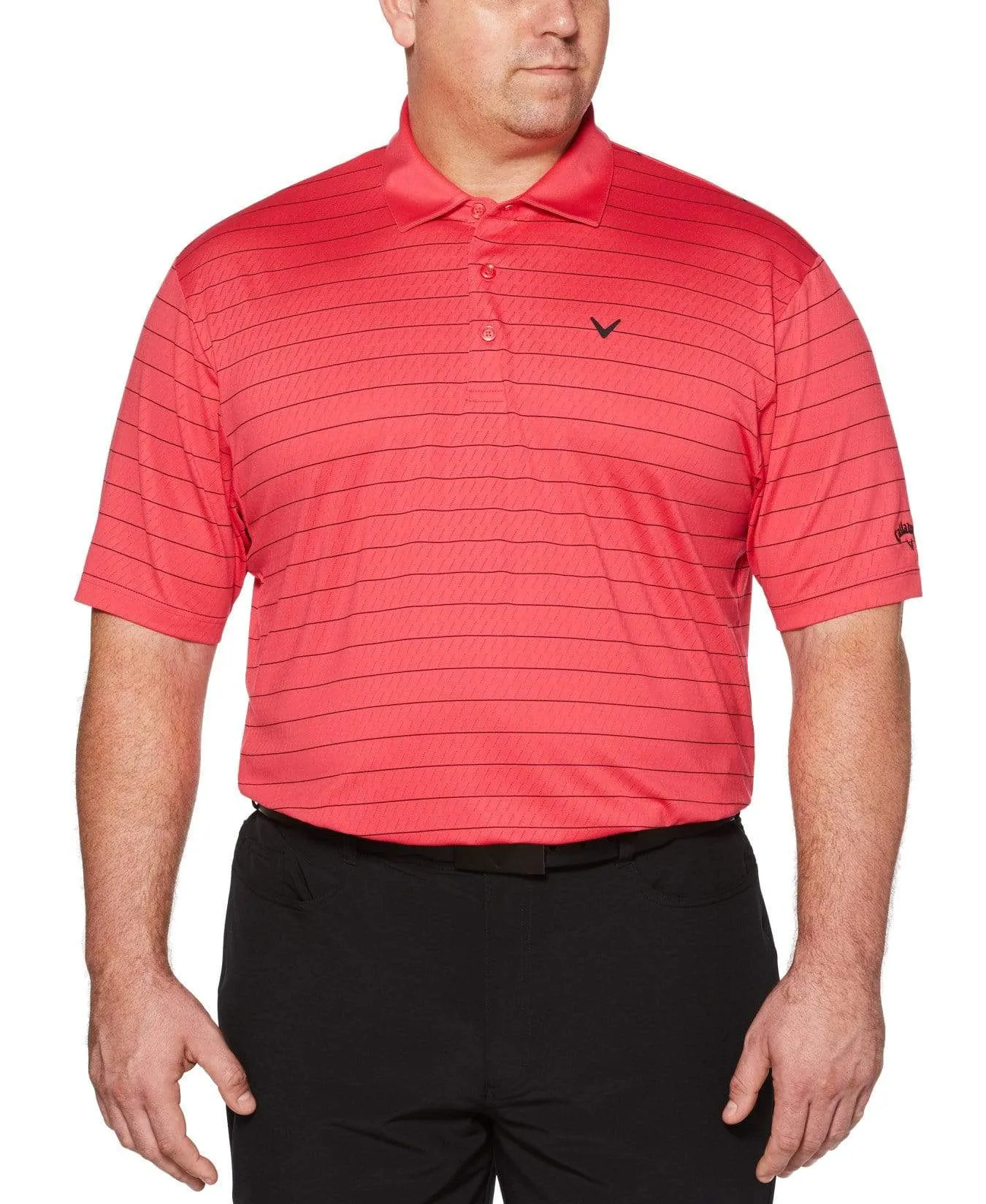 Big& Tall Core Ventilated Stripe Polo with Chevron