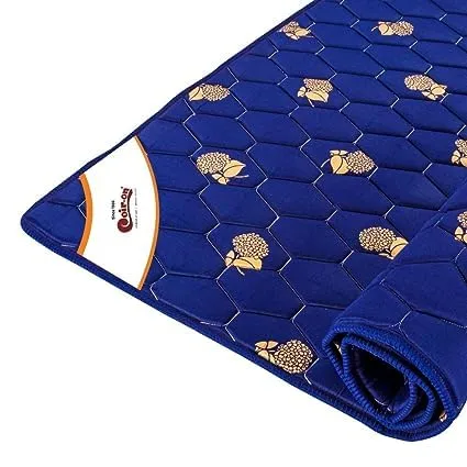 Coir-on Slim Thin Rollable PU Foam Multi Utility Mattress - Living Room, Balcony, Travel, Camping, Yoga & Meditation - 72X60X1- inch - Double Size (Blue)