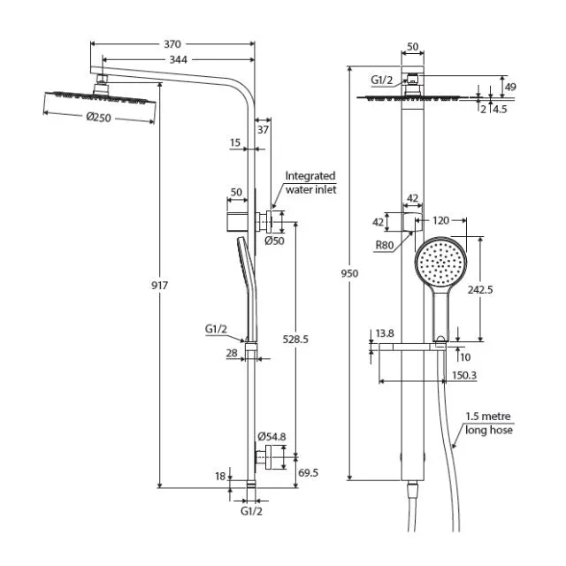 Fienza Kaya Deluxe Twin Shower Gun Metal