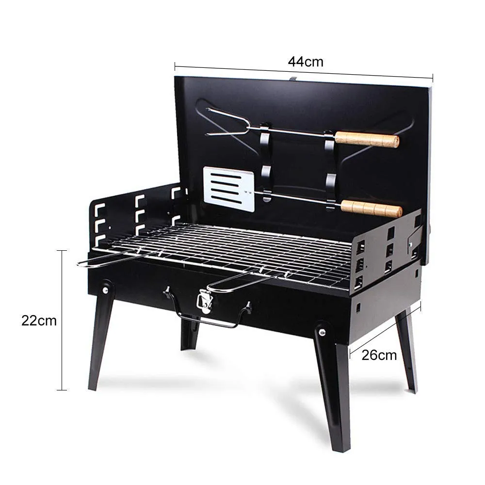 Foldable Briefcase Style Charcoal Barbecue and Tandoor Grill Barbeque Stand Fold and Go for Outdoor Picnic Camping and Travelling