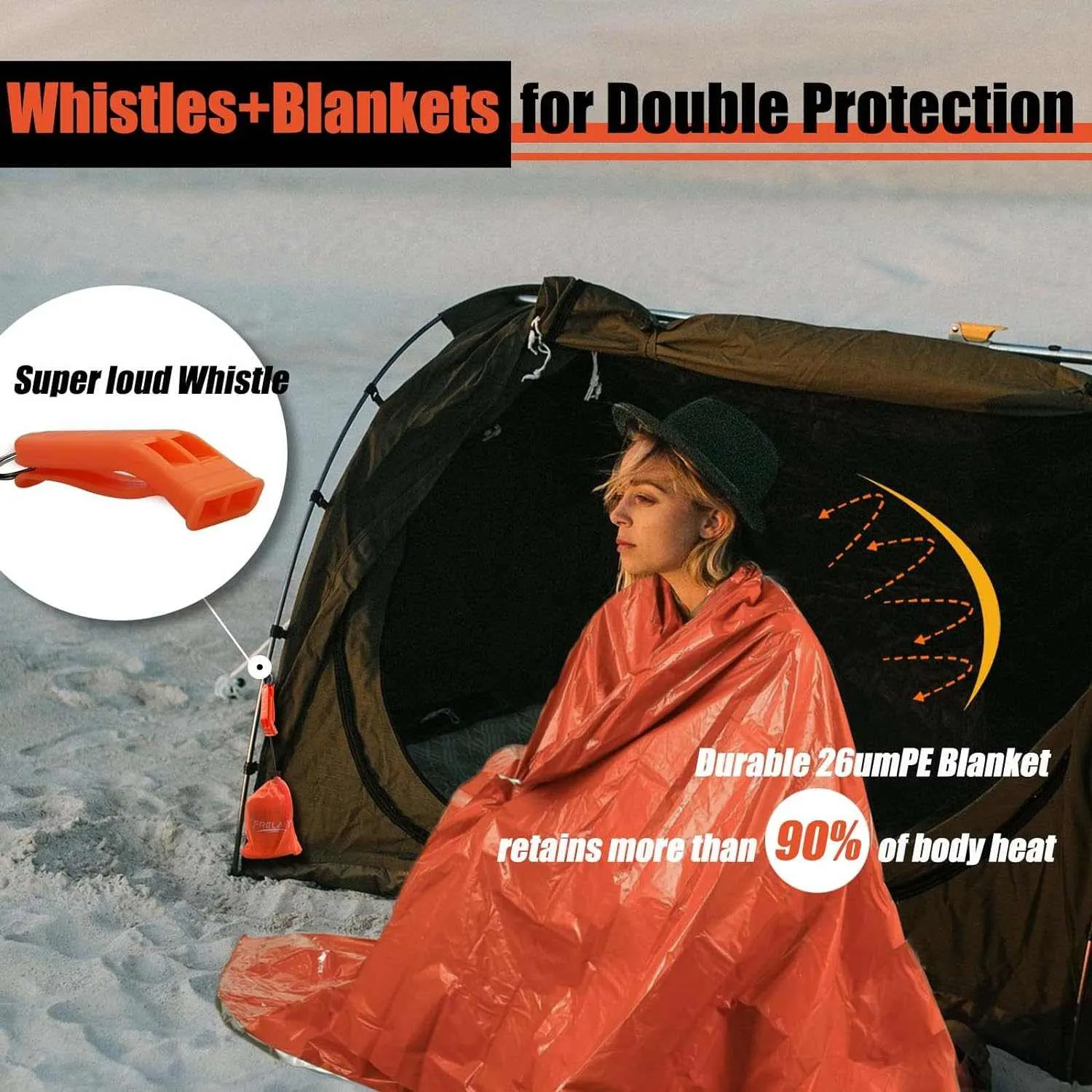 Frelaxy Emergency Whistle  Blanket 2-Pack/4-Pack