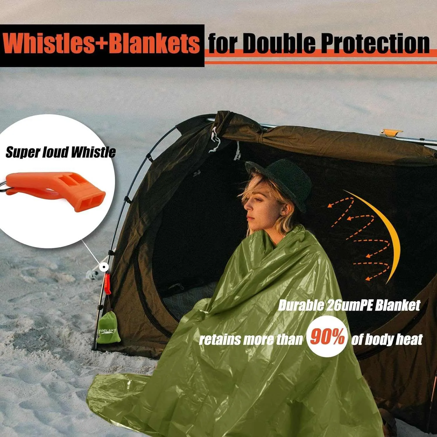 Frelaxy Emergency Whistle  Blanket 2-Pack/4-Pack