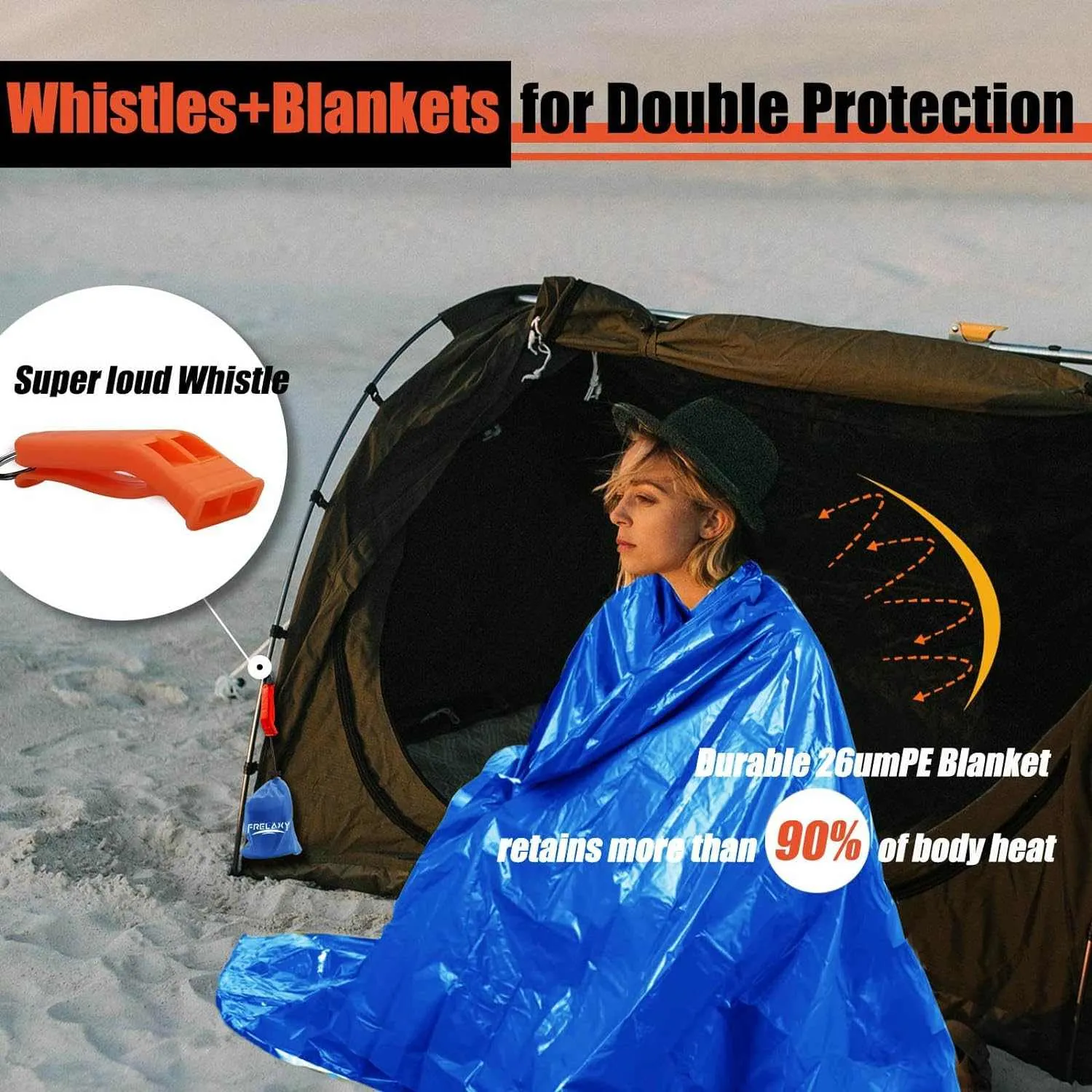 Frelaxy Emergency Whistle  Blanket 2-Pack/4-Pack