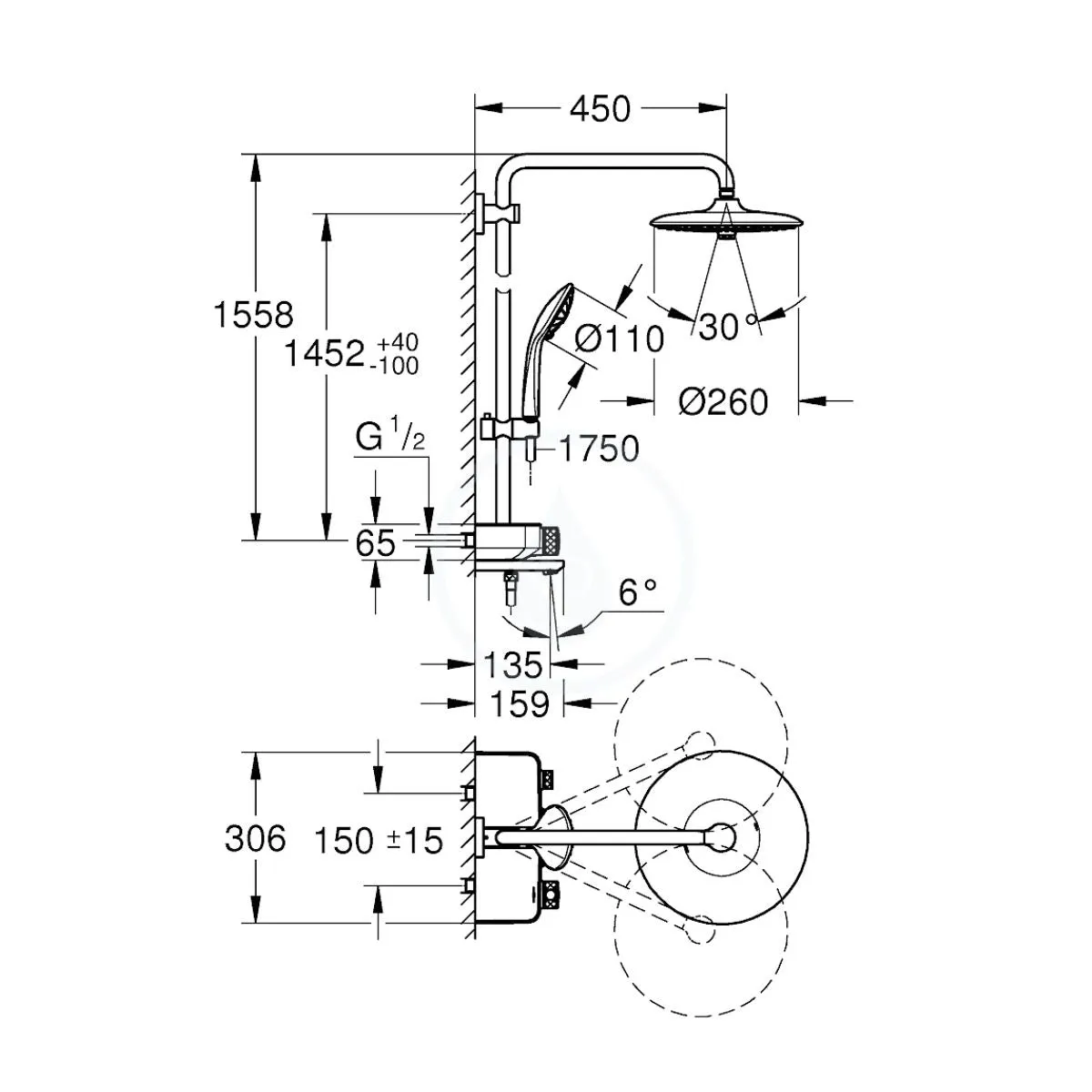 Grohe Euphoria Smartcontrol 260 Mono Bath Shower System