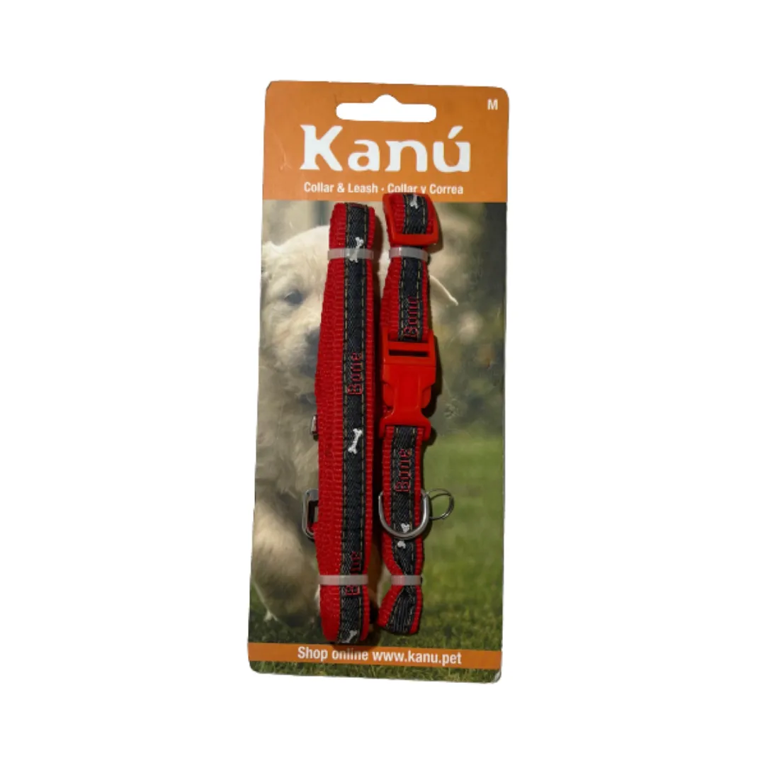 Kanu Pet Red-Bones Dog Leash & collar