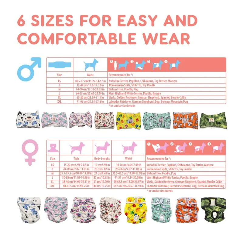 Misoko reusable diapers for female dogs, with owls