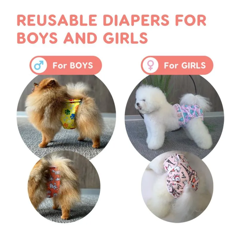 Misoko reusable diapers for female dogs, with owls