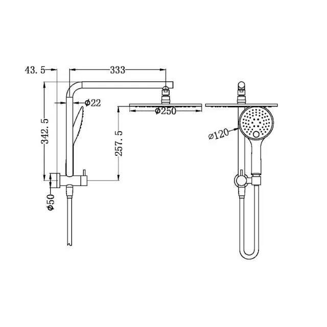 Nero Mecca 2 in 1 Twin Shower Gun Metal