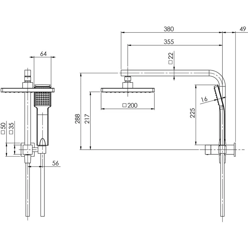 Phoenix Lexi Compact Twin Shower - Brushed Nickel