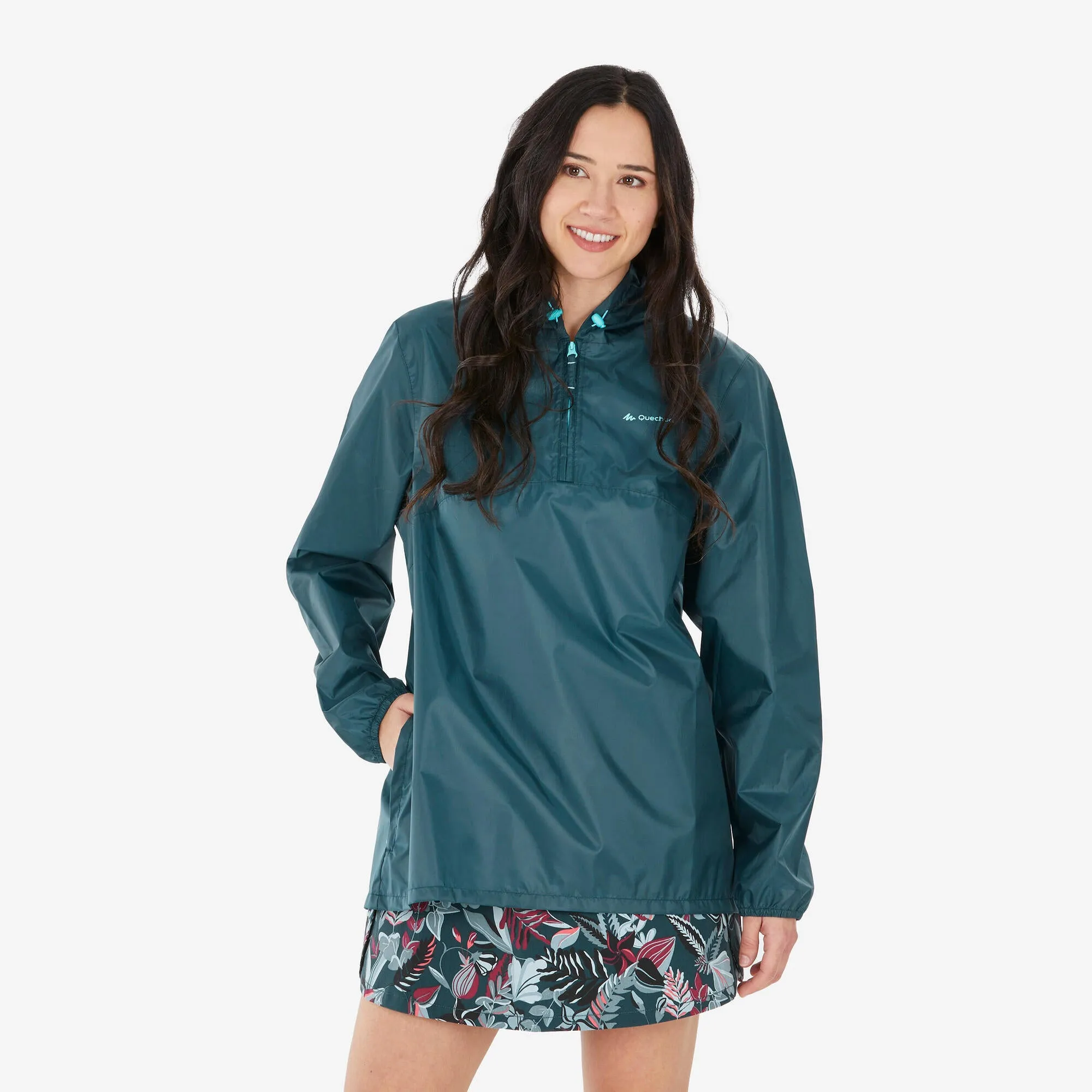 Quechua Women's Raincut 1 2 Windproof and Water-repellent Rain Jacket