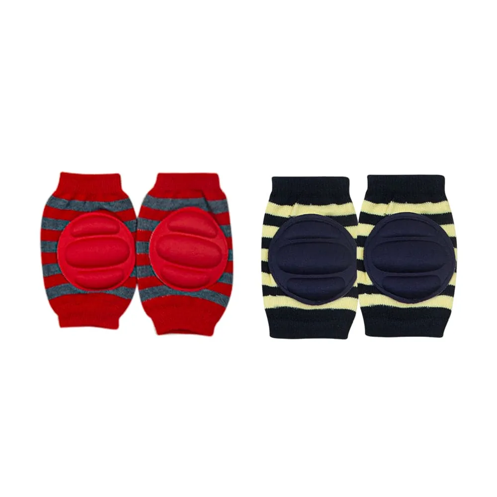 Striped Red, Black 2 Pk Baby Cushioned Kneepad