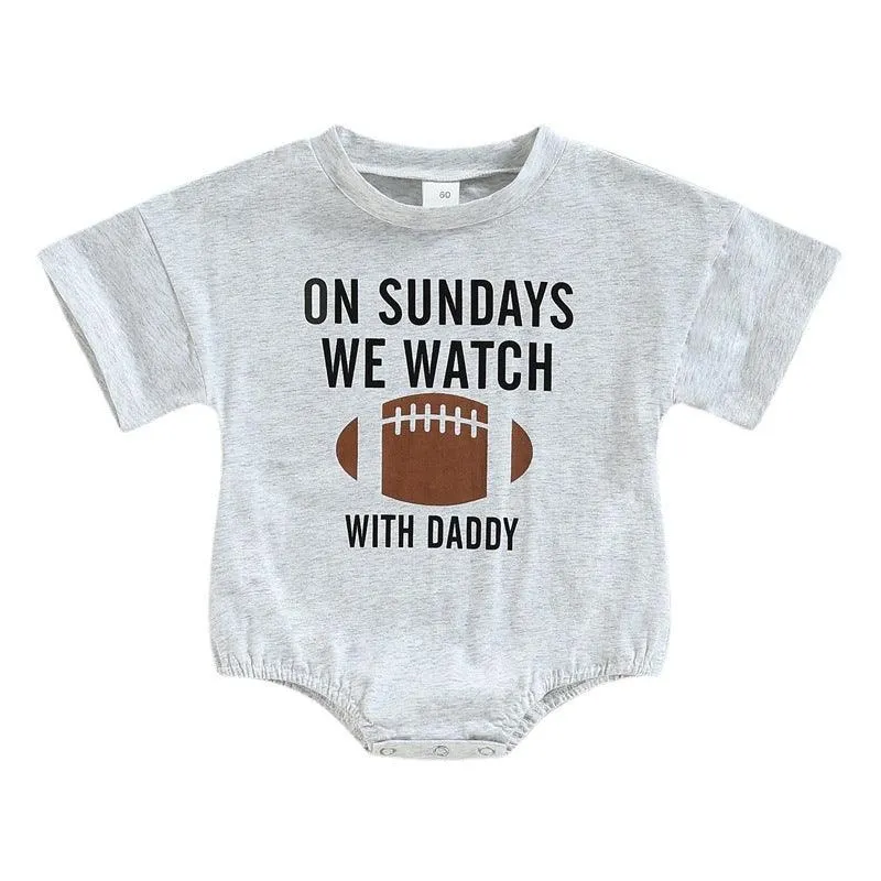 Summer Baby Jumpsuit Boys and Girls Cartoon Football Letters Short Sleeve