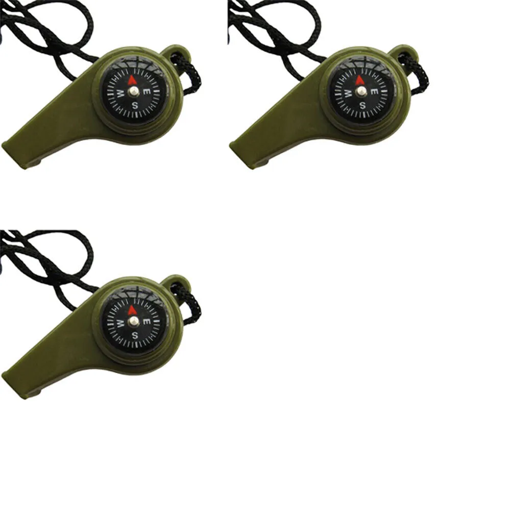 US 3-6 Pc 3-in-1 Whistle Compass Thermometer EDC Outdoor Emergency Gear Survival