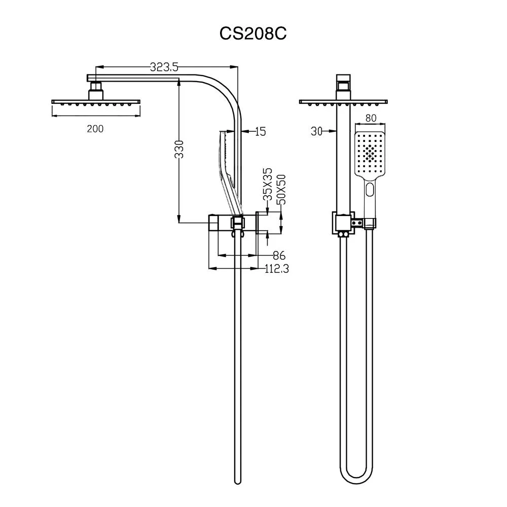 VIVA Compact Twin Shower Square Chrome