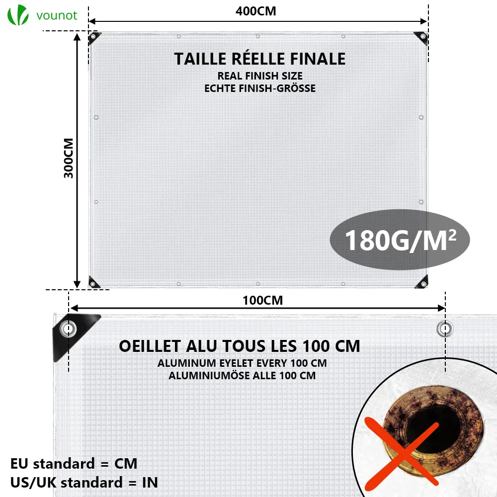 VOUNOT Protection tarpaulin in resistant and waterproof Polyethylene 180g/m² white 3x4m