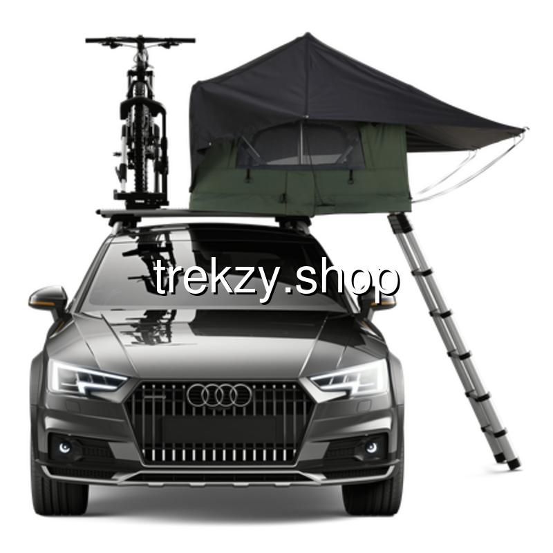 เต็นท์หลังคารถ Rooftop Tent 2-3 คน เปิดกางไว มีบันได