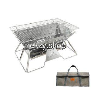 เตาผิงแคมป์พกพา Portable Fire Pit สแตนเลส พร้อมตะแกรงย่าง